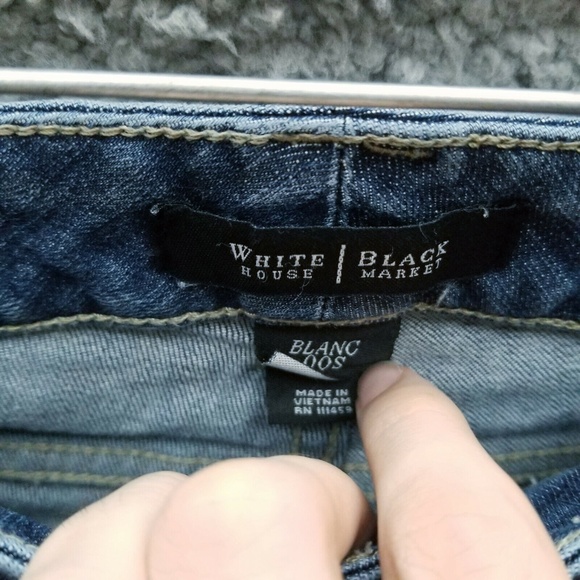 White House Black Market 00S Blanc Blue Solid Bootcut Jeans 28" 29.75" 7.75" - Picture 6 of 12
